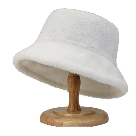 Fluffy Bucket Hat Women Warm Lining Winter Faux Cozy Wide Brim - Picture 10 of 15
